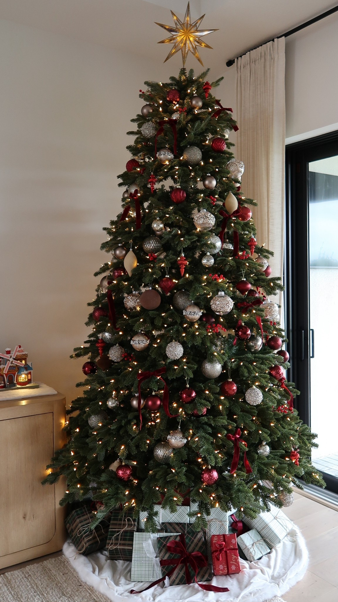 Our Christmas Tree is up!
Vintage Red / Brown / brass / tan / gold / fraiser fir / realistic / Balsam Hall tree / tree skirt / gift wrap 

#LTKGiftGuide #LTKSeasonal #LTKHoliday