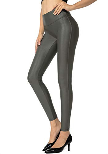 SANTINY Women's 25.5''/27'' Faux Leather Leggings Pants Stretch High Waisted Tights for Women | Amazon (US)