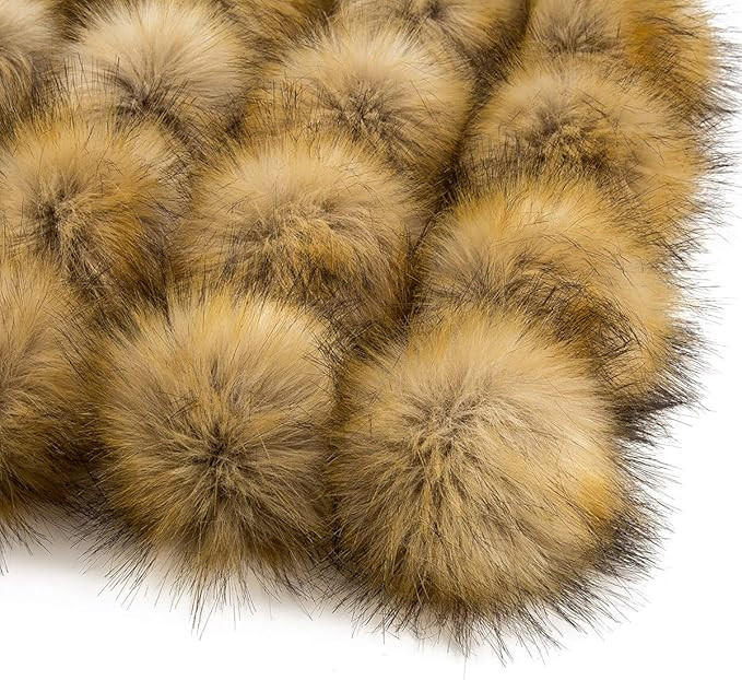 12 Pieces Faux Fur Pom Pom Balls Fur Fluffy with Elastic Loop for Hats Shoes Scarves Gloves Scarv... | Amazon (US)