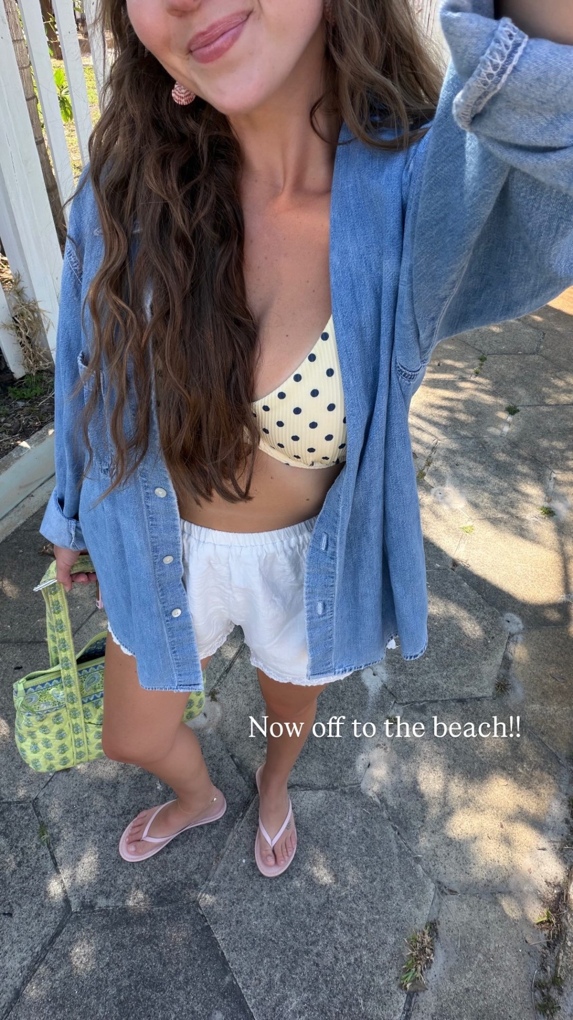Beach outfit!! My denim button up is thrifted so I linked something similar!