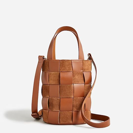 Woven bucket bag in leather and suede | J.Crew US