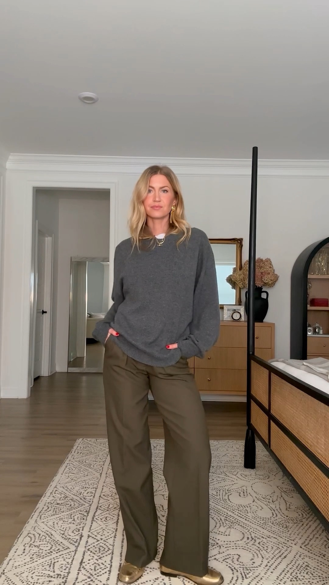 Oversized sweater + trouser pants. 
Sweater: runs oversized, wearing size med. 
Pants: run TTS 

#LTKgrwm #LTKHoliday #LTKootd