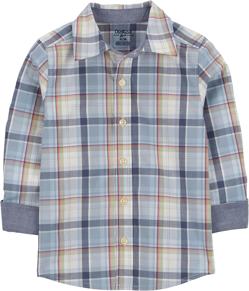 OshKosh B'Gosh Boys' Long Sleeve Woven Buttonfront Shirt | Amazon (US)
