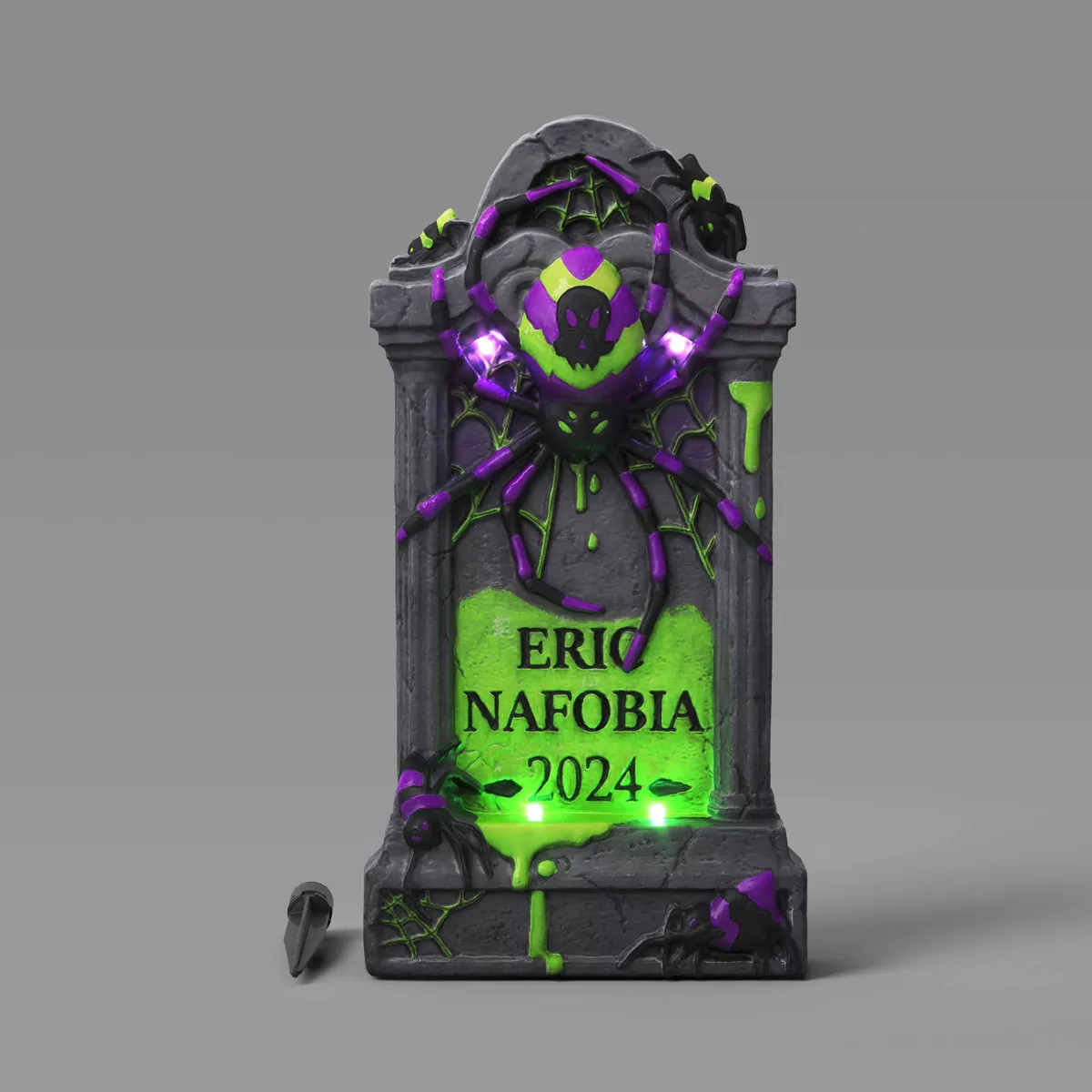 27" Black Light Responsive Spider Tombstone with Timer Halloween Decorative Prop - Hyde & EEK! Bo... | Target