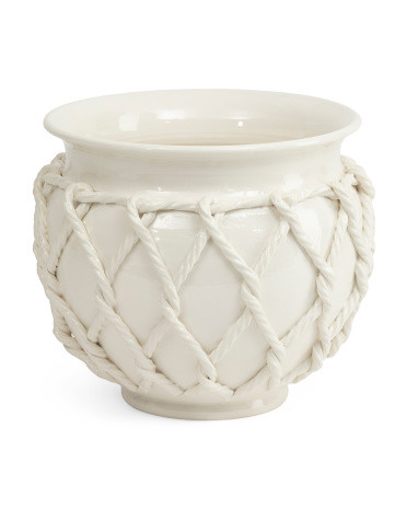 Made In Italy 14x12 Handmade Rope Accented Planter | TJ Maxx
