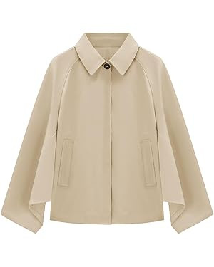 Cicy Bell Womens Cropped Jacket Lightweight Batwing Sleeve Trendy Casual Short Trench Coats Butto... | Amazon (US)