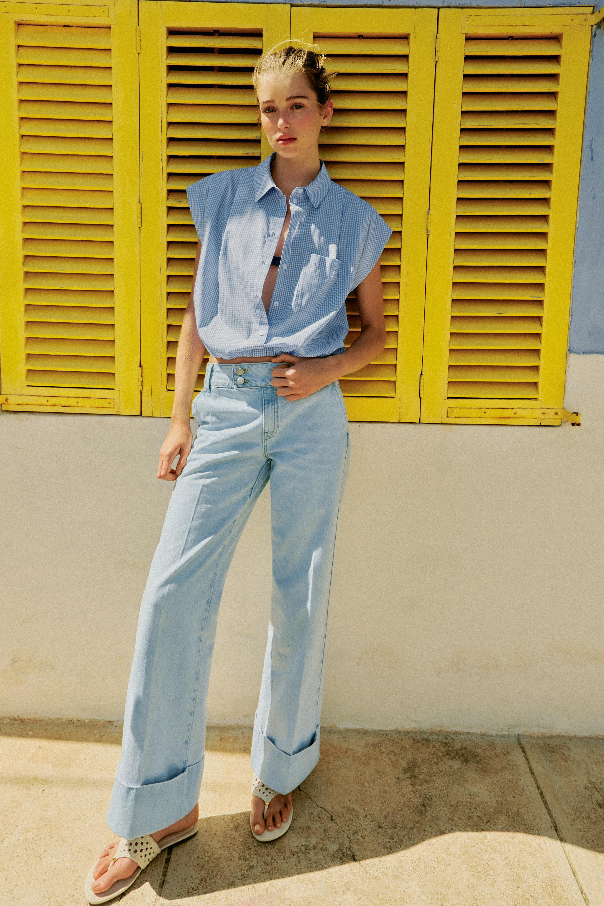 GINGHAM CHECK CROP SHIRT | Zara US
