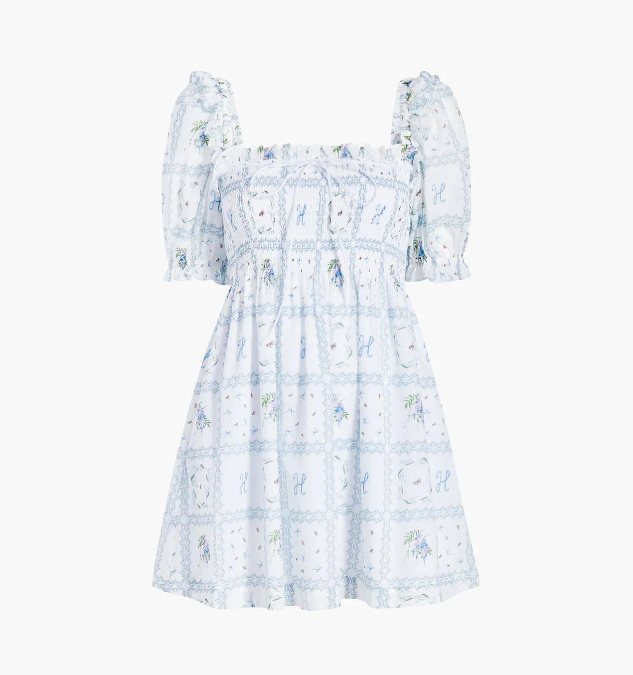 The Scarlett Mini Nap Dress - White Floral Patchwork | Hill House Home