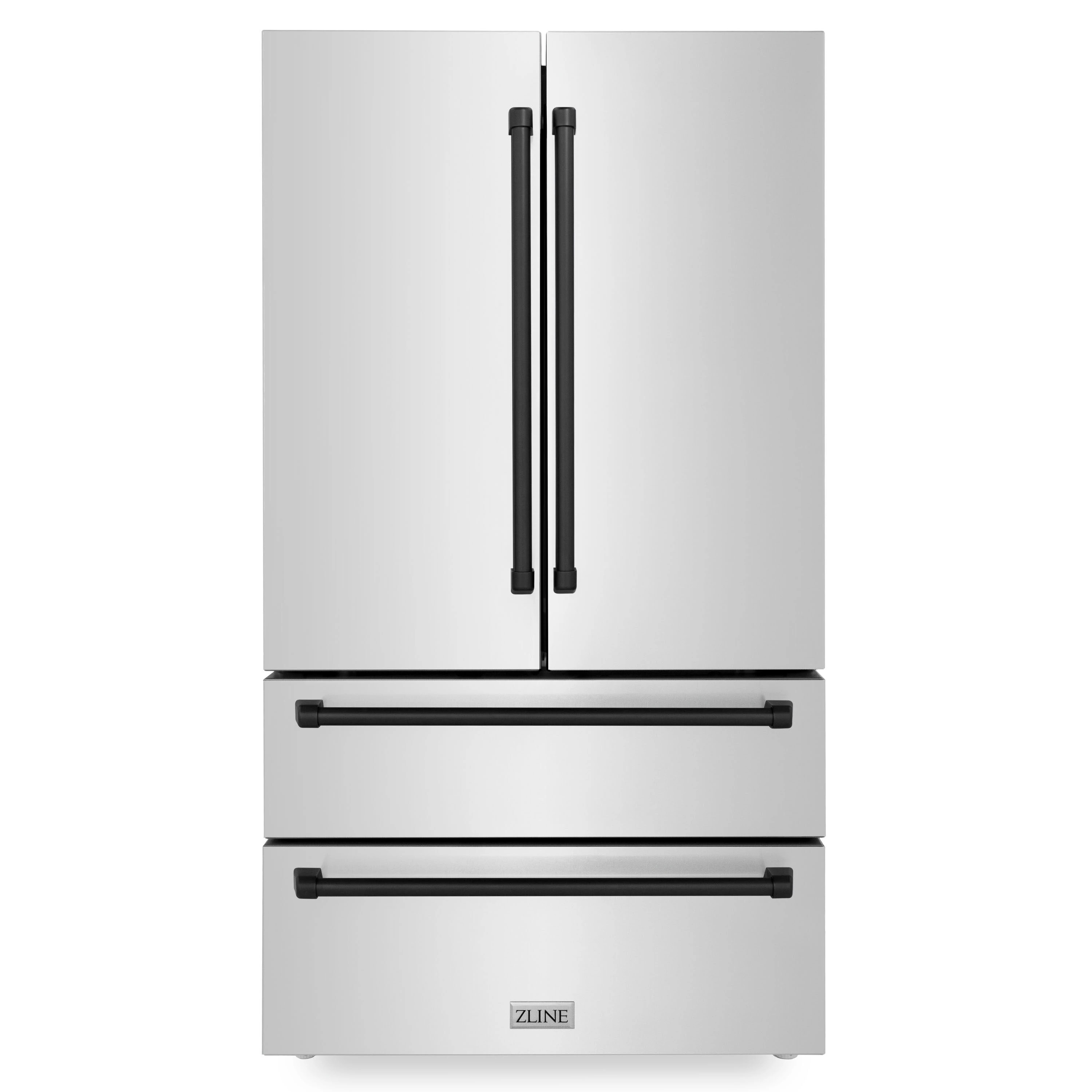 ZLINE KITCHEN & BATH Counter-Depth 22.5-cu ft 4 -Door 36-in Wide French Door Refrigerator with Ice Maker Fingerprint Resistant Stainless Steel with | Lowe's