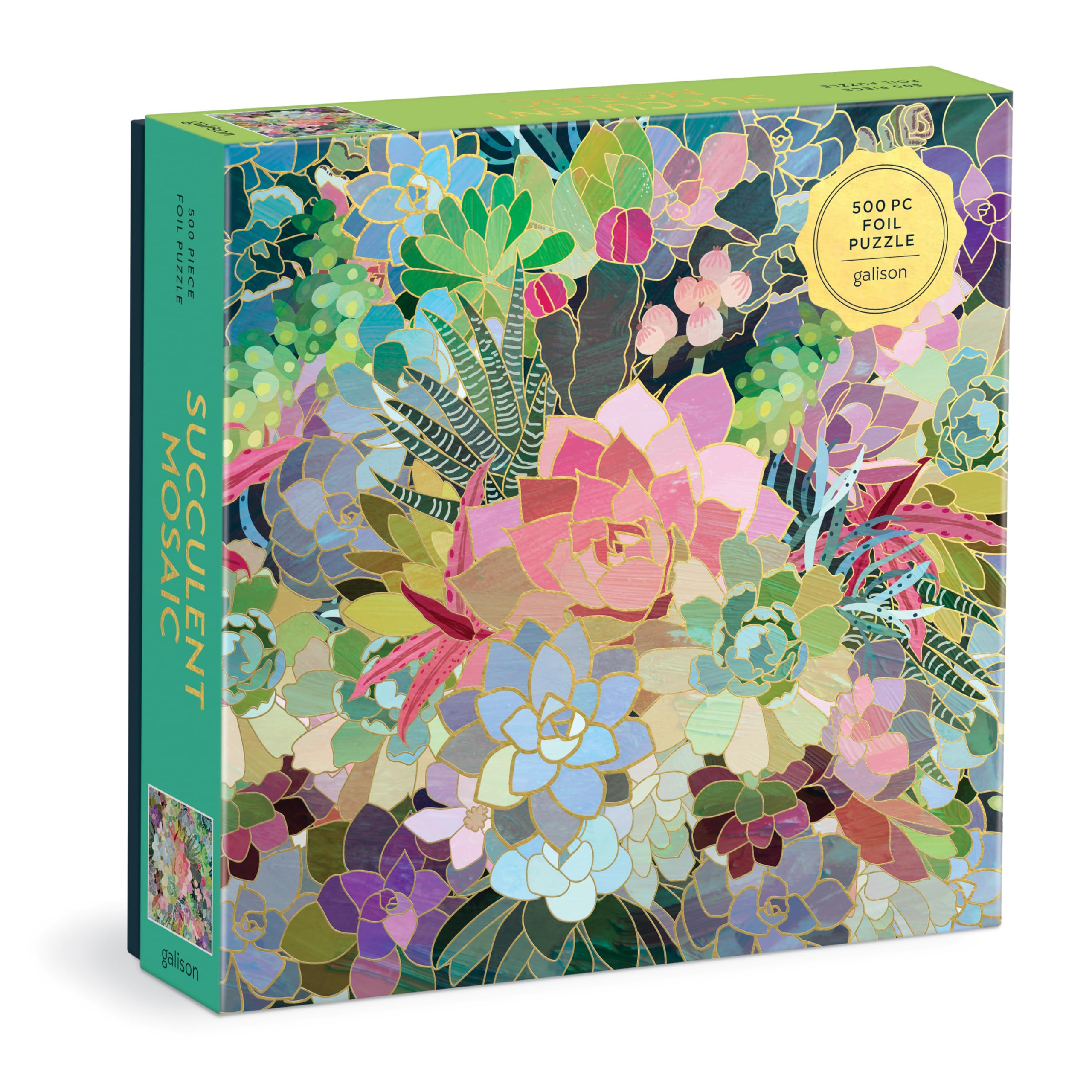Galison Succulent Mosaic 500 Piece Foil Puzzle from Galison - 20" x 20" Beautifully Illustrated P... | Amazon (US)