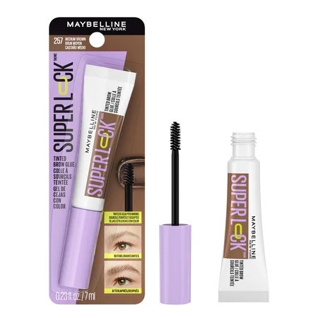 Maybelline Super Lock Brow Glue Tinted Eyebrow Gel, Medium Brown, 0.23 fl oz | Walmart (US)