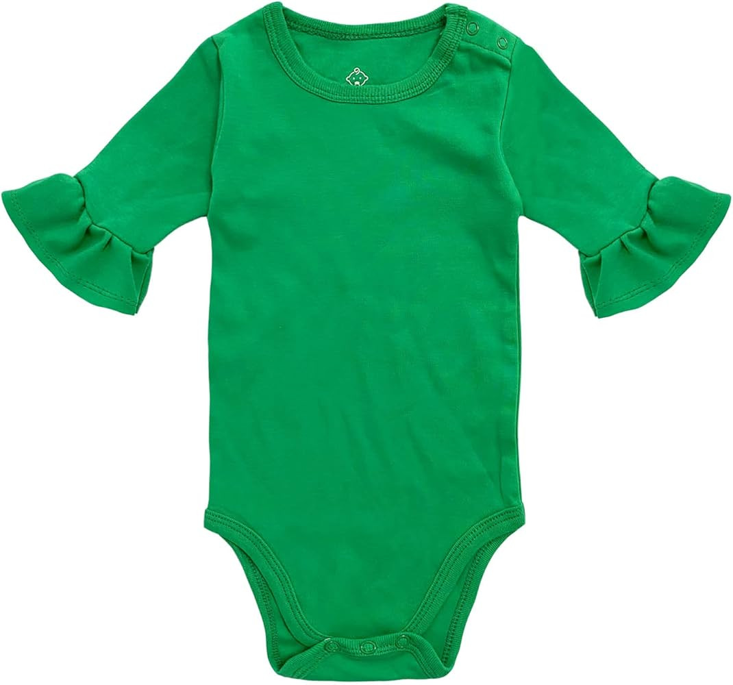 DEFAHN Baby Girl Bell Sleeve Bodysuit Romper Solid Ruffle Onsies Cotton Infant Girls Outfit Cloth... | Amazon (US)