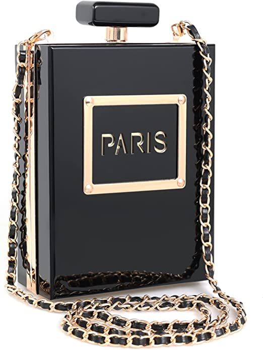WJCD Women's Acrylic Paris Perfume Shaped Black Bag Purses Clutch Evening Bags Vintage Banquet Ha... | Amazon (US)