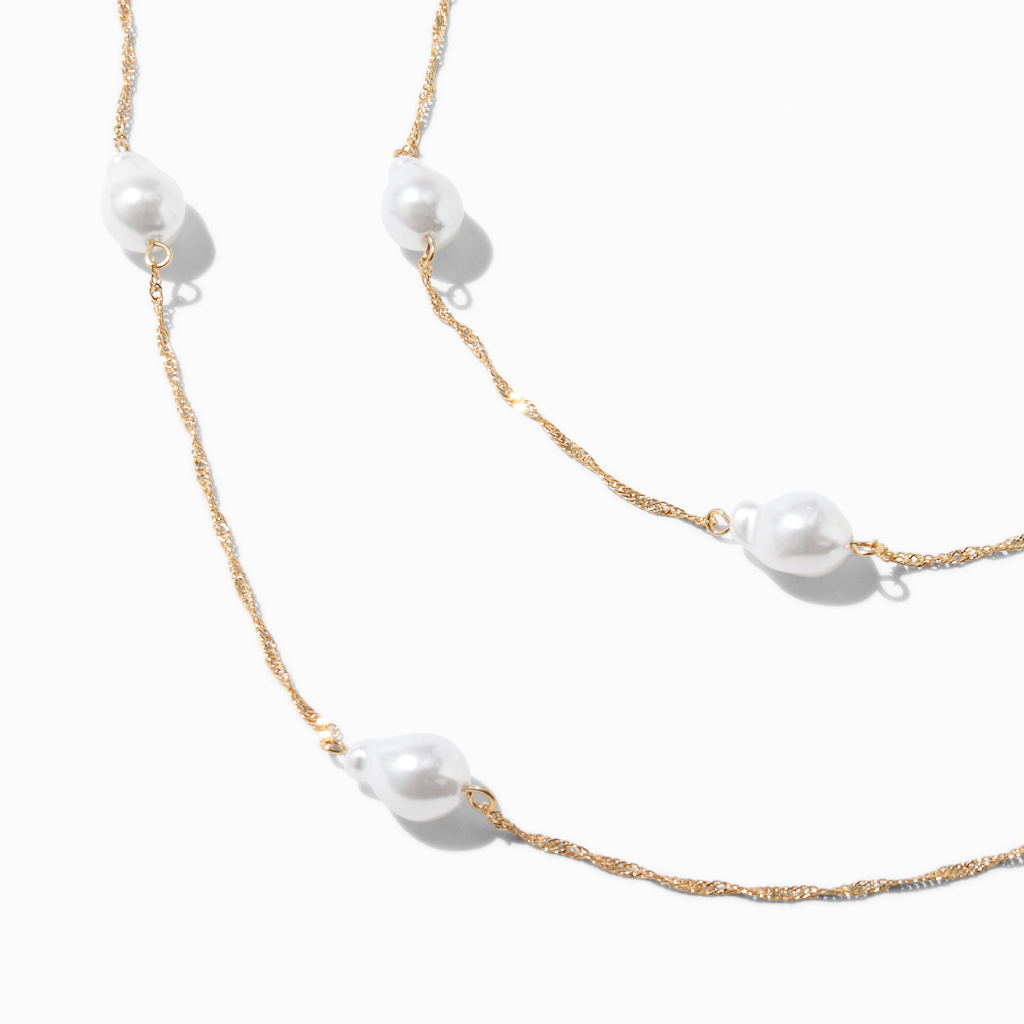 Gold-tone Pearl Multi-Strand Necklace | Claire's (UK)
