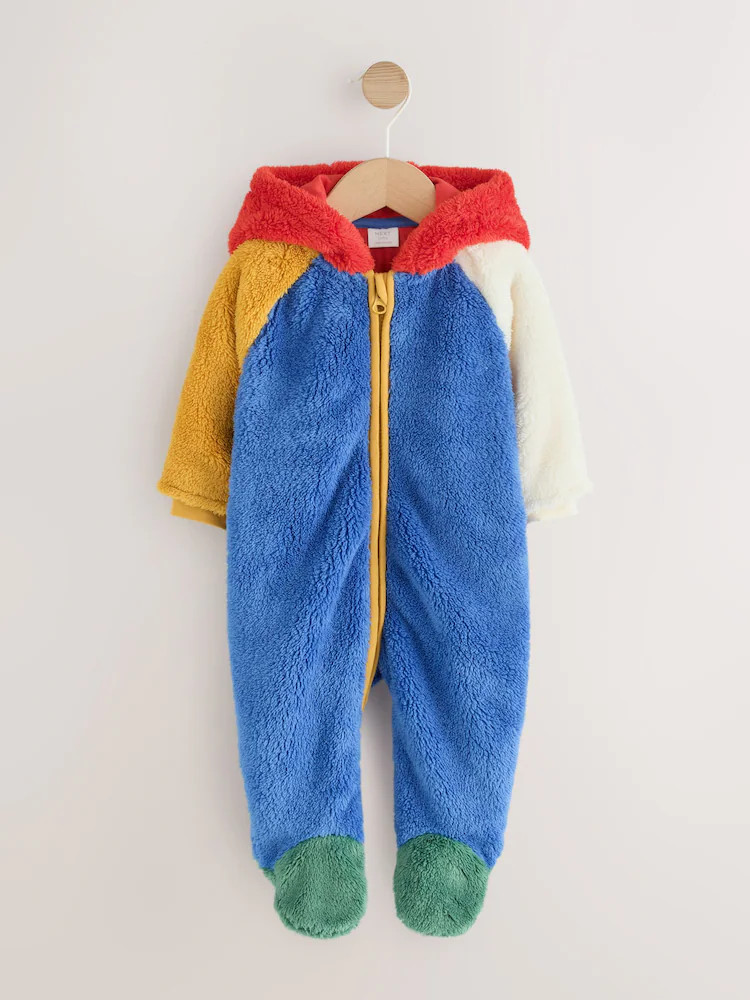 Blue Colourblock Fleece Baby Pramsuit (0mths-2yrs) | Next EU