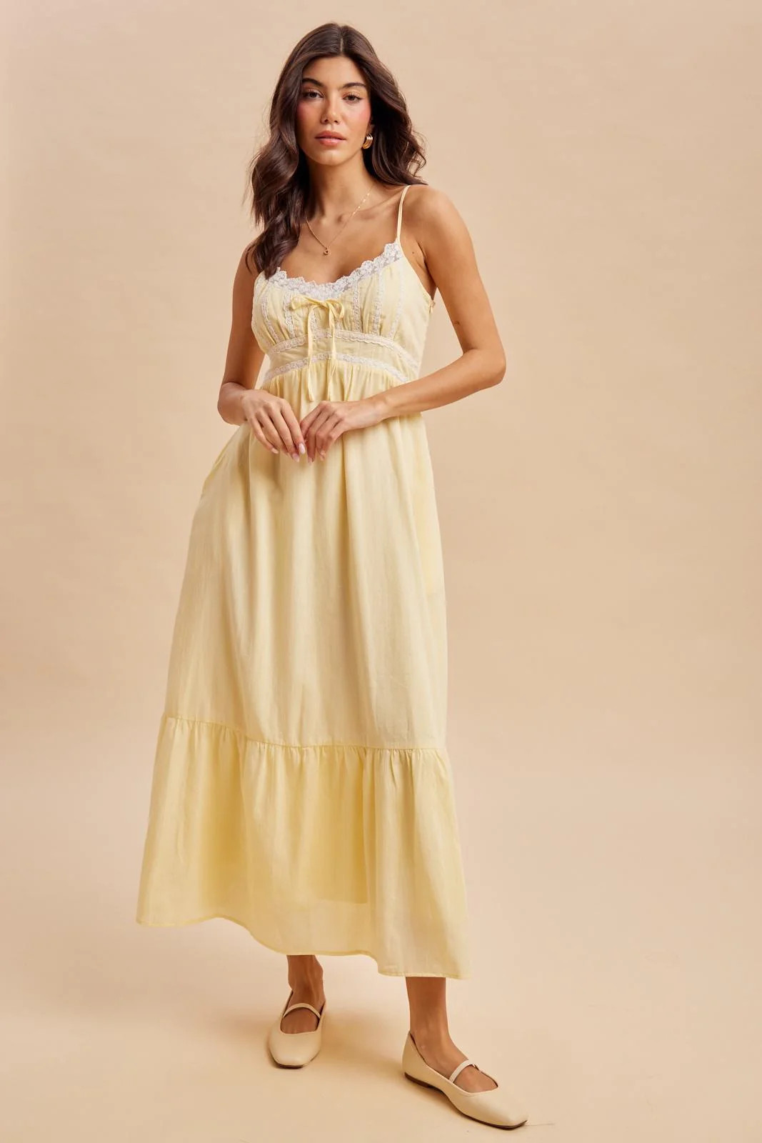 Lemon Lace Accent Maxi Dress | PinkBlush Maternity