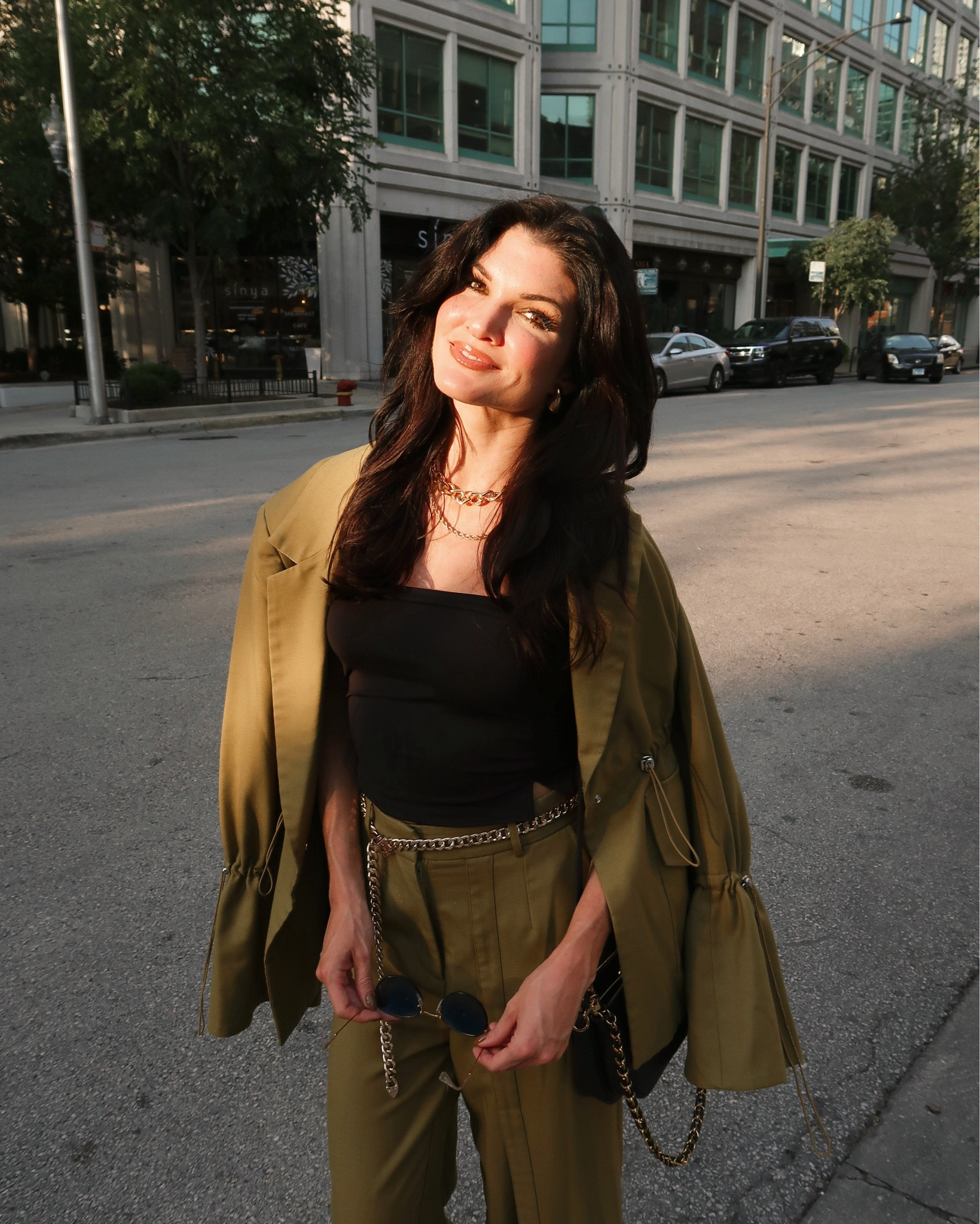 Olive green matching suit set with black Bandeau top 

#LTKSeasonal #LTKWorkwear #LTKStyleTip