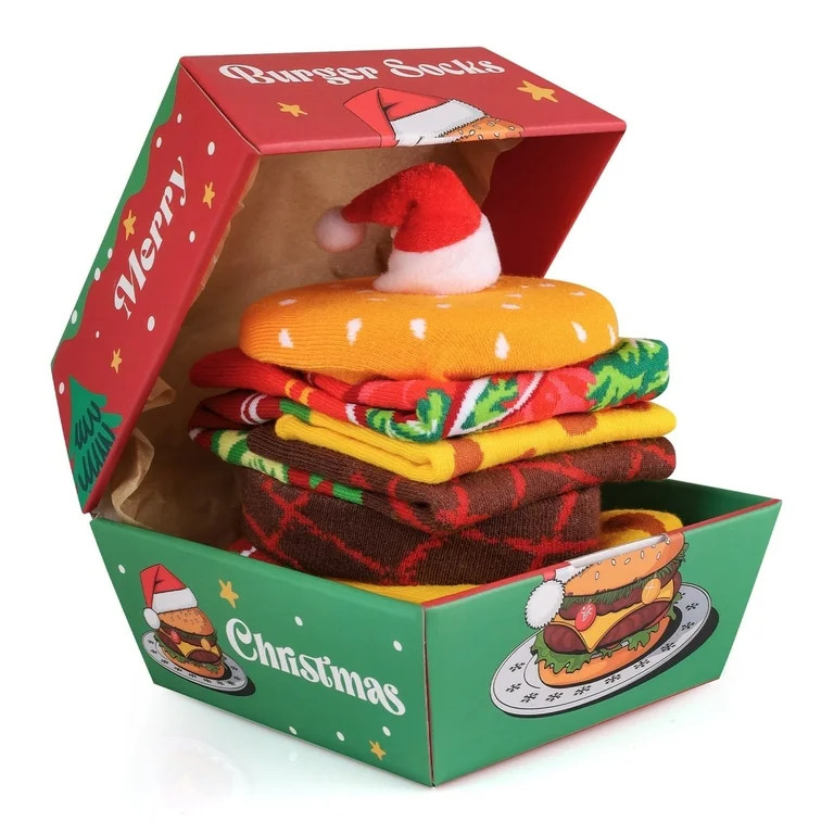 Funny Christmas Burger Socks Box for Men Women Teen Boys - Funny Hamburger Novelty Crazy Silly Co... | Walmart (US)