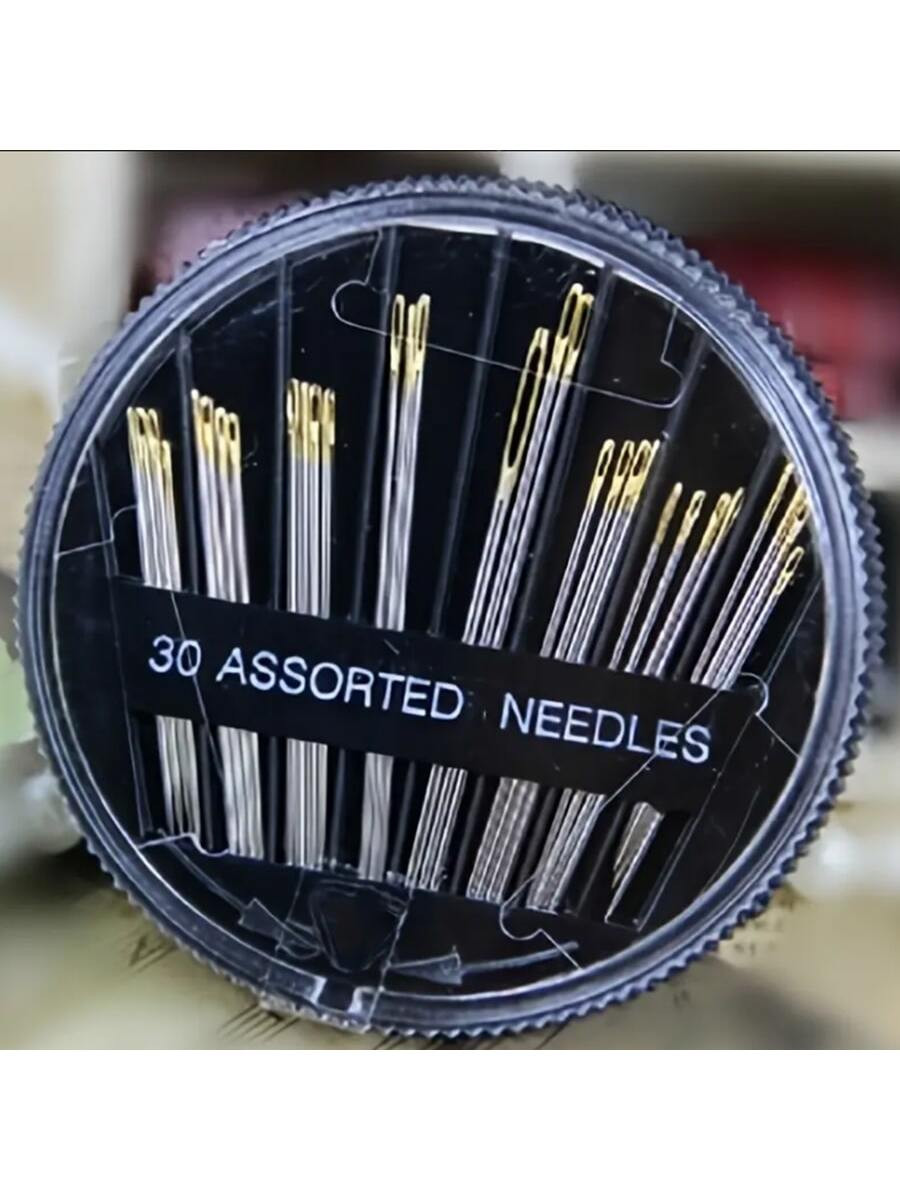 Trends30pcs Golden Tail Hand Sewing Needles With Black Storage Case, Sewing Kit For Clothes And H... | SHEIN