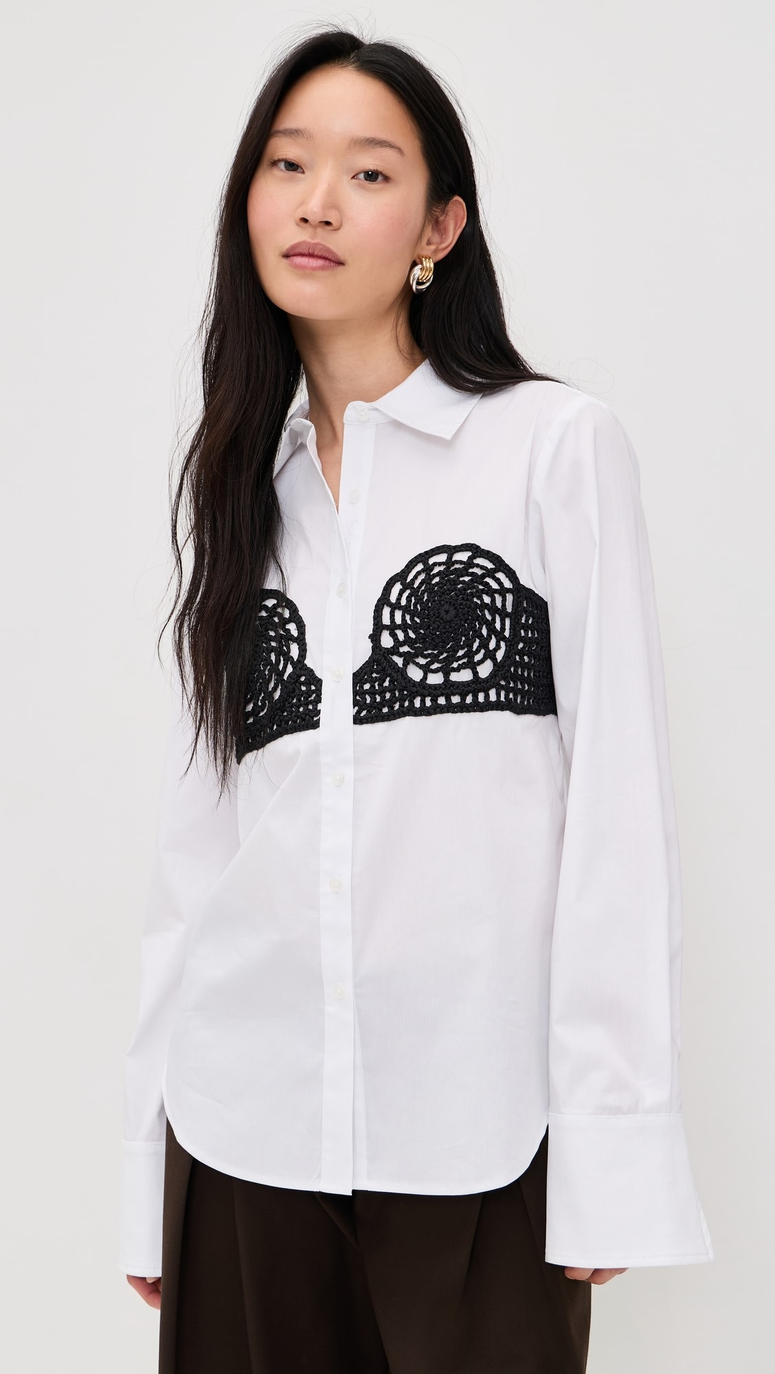 Maren Poplin Crochet Button Down Shirt | Shopbop