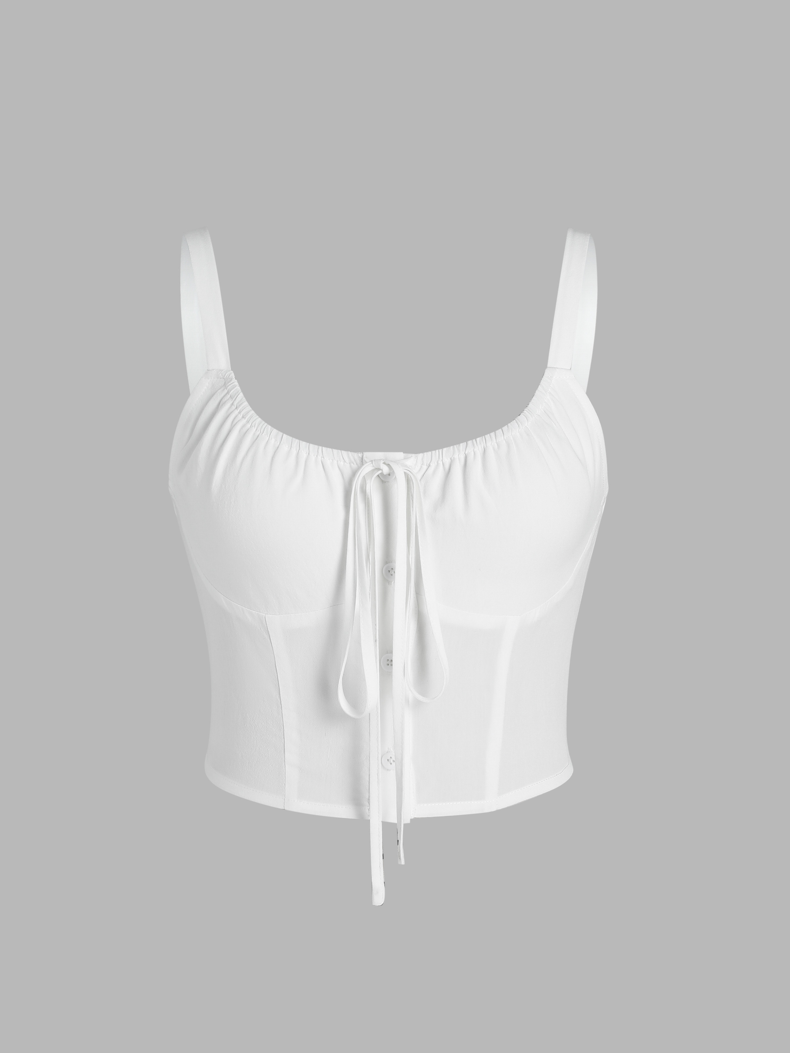 Solid Knotted Button Up Cami Crop Top - Cider | Cider