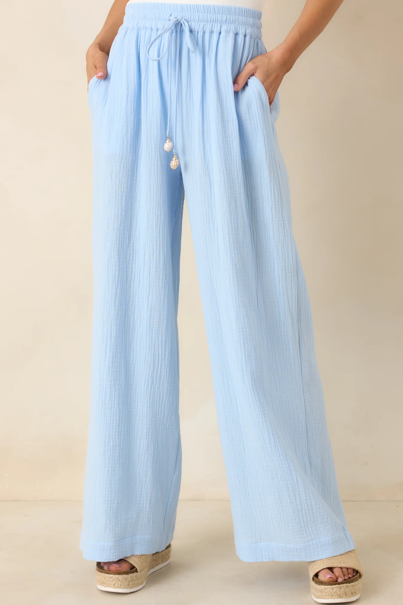 Paradisa Dunedin Oceana Blue Cotton Drawstring Pants | Red Dress