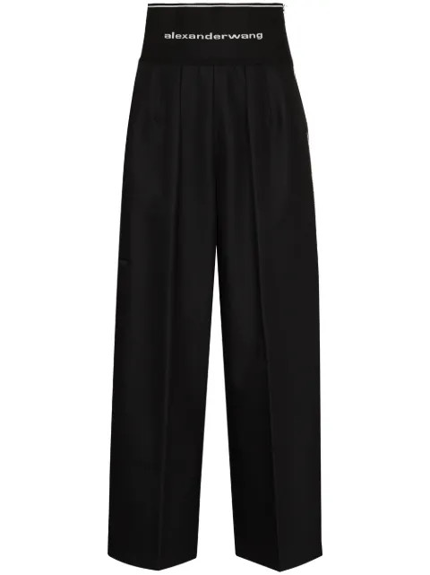 logo-waist wide-leg trousers | Farfetch (US)