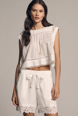 Maeve Cutwork Pull-On Shorts | Anthropologie (US)