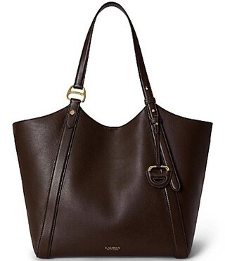Lauren Ralph Lauren Tasha Nappa Leather Large Tote Bag - Brown | Dillard's