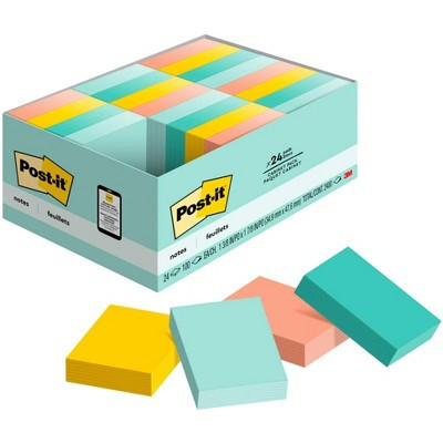 Post-it Notes, 1-1/2 x 2 Inches, Marseille Colors, 24 Pads with 100 Sheets Each | Target