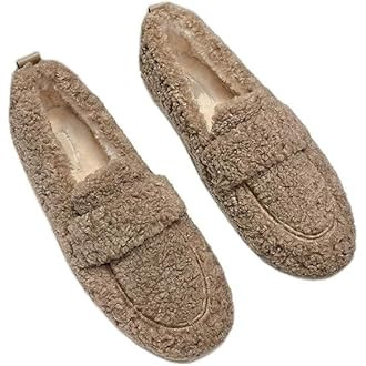Women's Fuzzy Loafers Warm Faux Fur Cozy Indoor Outdoor Slip On Loafers Shoes Walking Casual Shoe... | Amazon (US)
