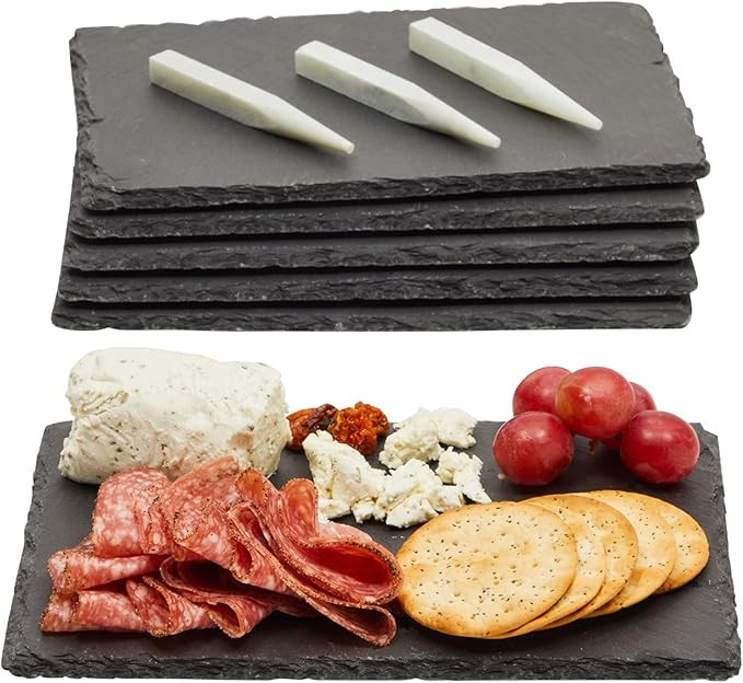 Juvale Mini Charcuterie Boards - 6-Pack, 6 x 8.75 in, Black Slate - Slate Charcuterie Boards & Ch... | Amazon (US)