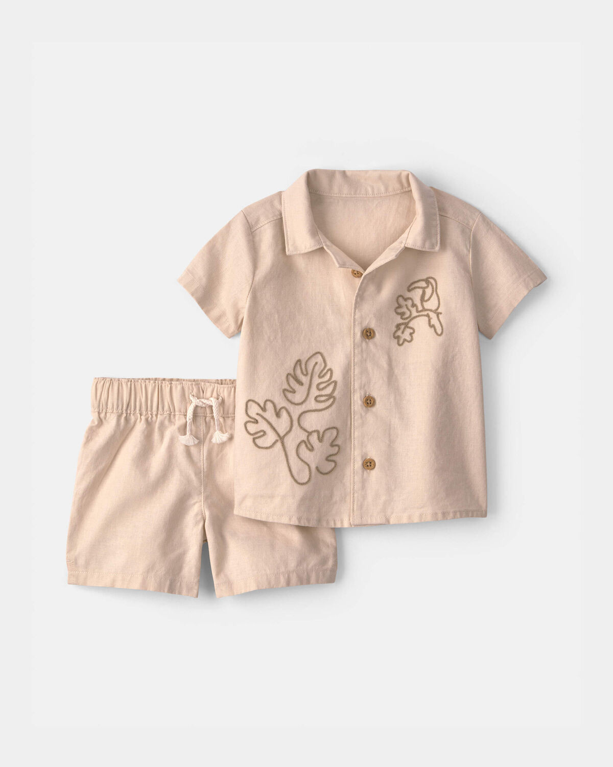 Baby Boy 2-Piece Toucan Embroidered Top & Short Set - Khaki | Carter's | Carter's Inc