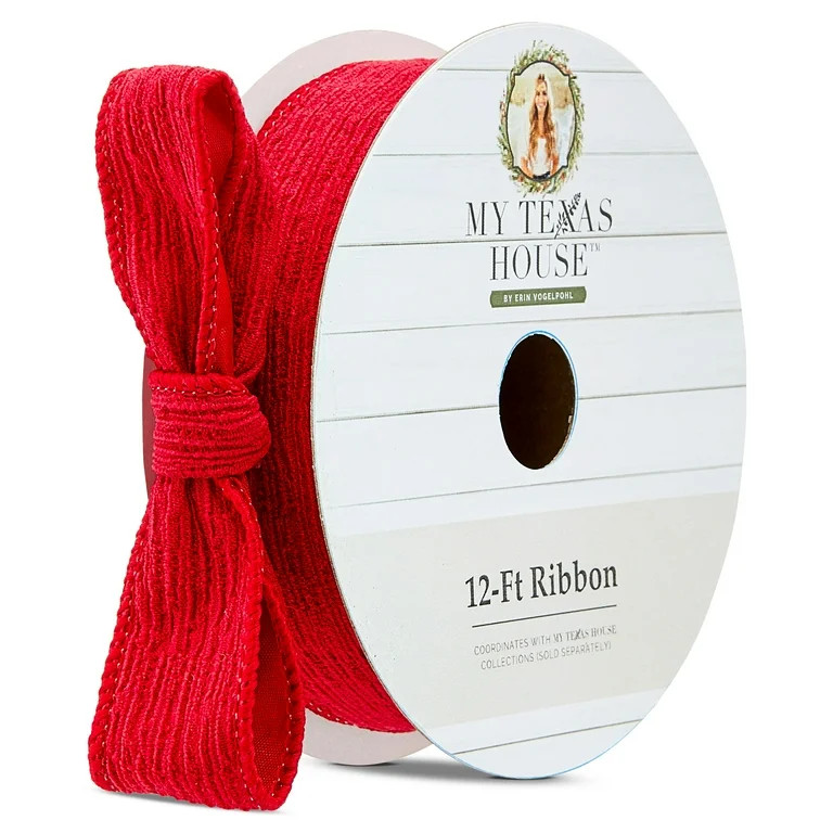 Red Crepe Christmas Ribbon, 12', by My Texas House | Walmart (US)