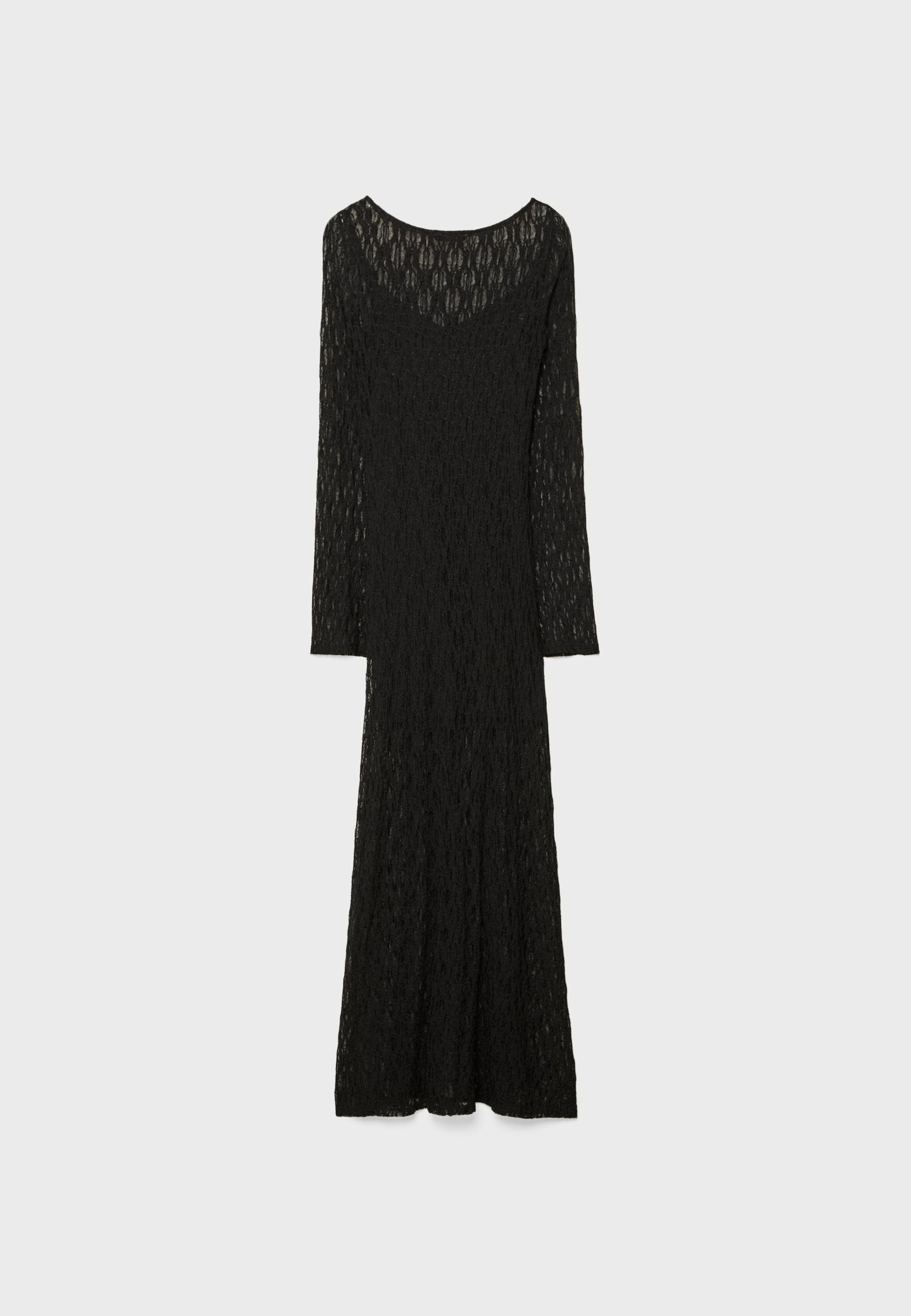 Robe longue en dentelle - De soirée femme | Stradivarius France | Stradivarius (FR)