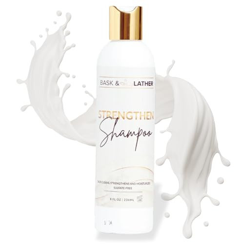 BASK & LATHER Strengthen Hair Shampoo – All-Natural, pH‑Balanced Formula for Hair Growth & Repair, Sulfate‑Free, Silicone‑Free, Paraben‑Free, 8 oz | Amazon (US)