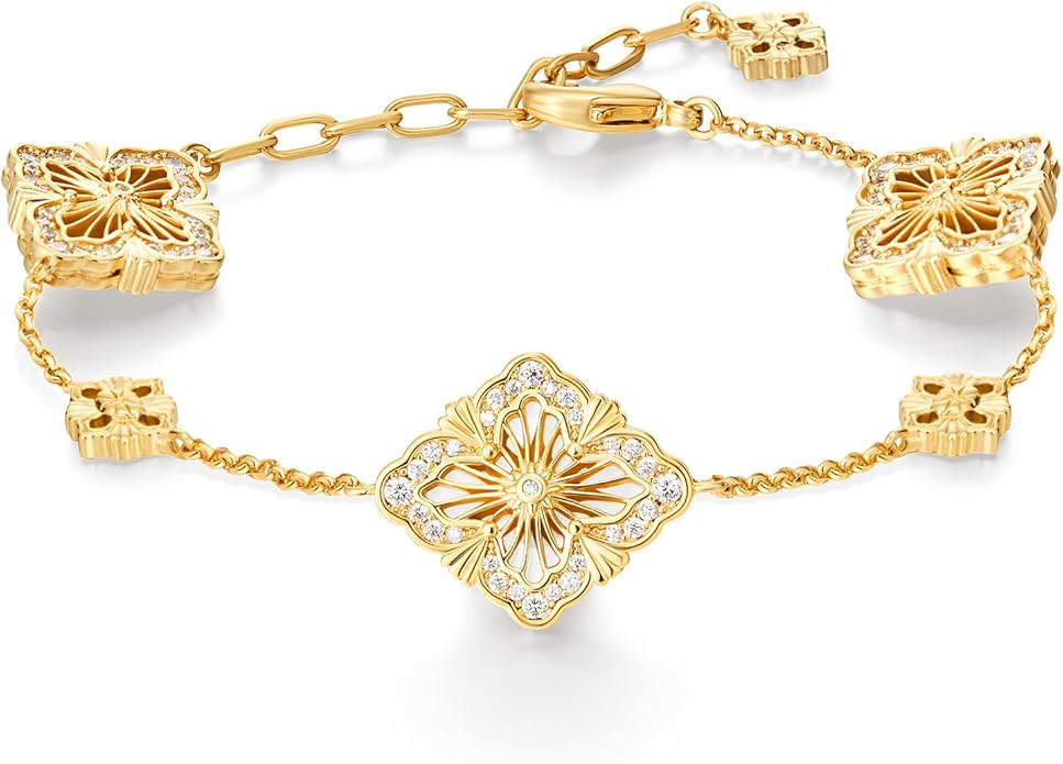 Cicy Bell 18k Gold Plated Clover Bracelet for Women Lucky Four Leaf Shell Bracelets Trendy Birthd... | Amazon (US)