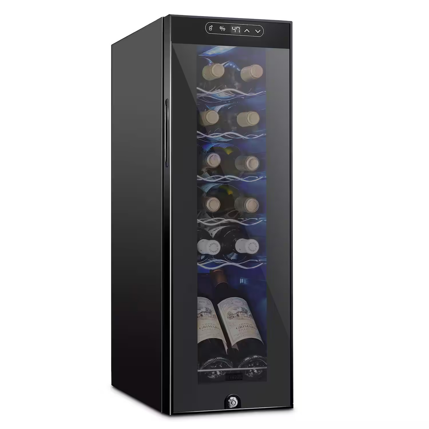 Schmecke - 12 Bottle Compressor Wine Refrigerator, Freestanding Wine Cooler with Lock - Black | Best Buy U.S.