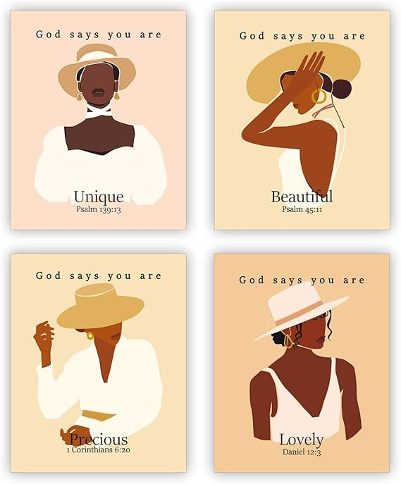 heilkee African American Wall Art Boho Bedroom Decor Black Girl Prints Inspirational Christian Gi... | Amazon (US)