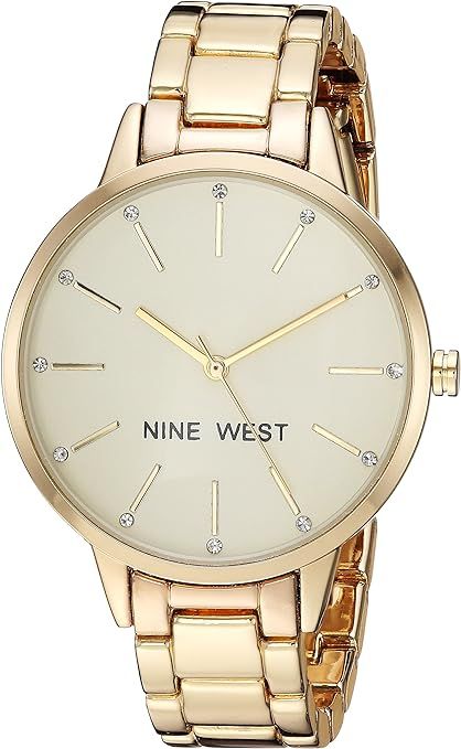 Nine West Women's Crystal Accented Bracelet Watch | Amazon (US)