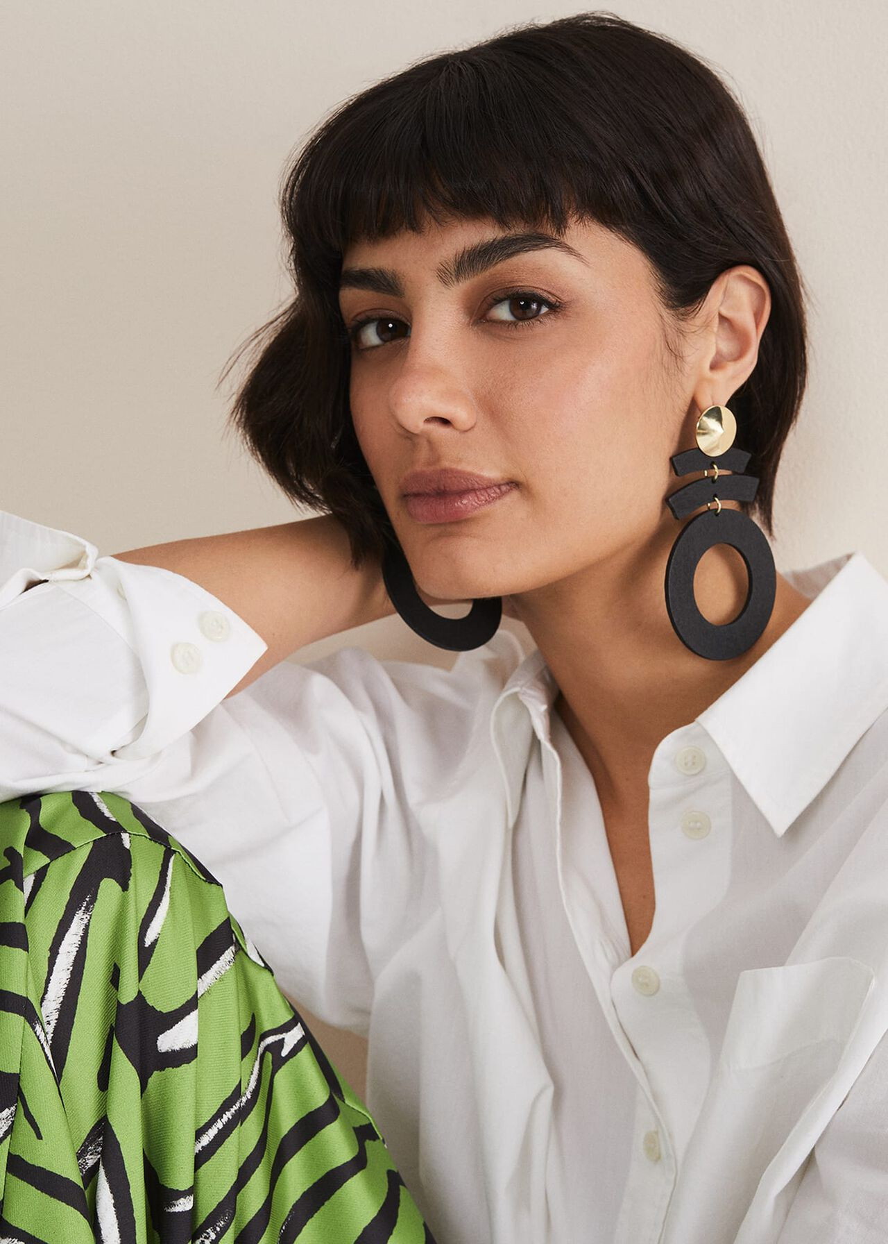 Black Abstract Drop Earrings | Phase Eight (UK)