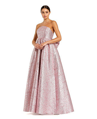 Mac Duggal Women's Metallic Strapless Brocade Gown With Oversized Bow - Macy's | Macy's