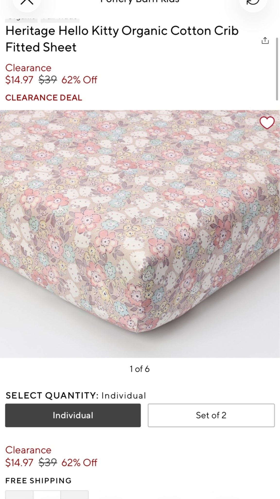 $14.97 Hello Kitty heritage crib sheet on sale! Includes free shipping

#LTKBump #LTKBaby #LTKSaleAlert