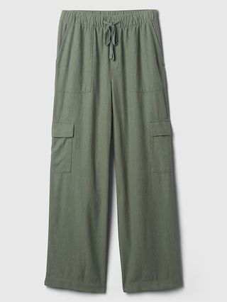 Linen-Blend Wide-Leg Cargo Pull-On Pants | Gap Factory