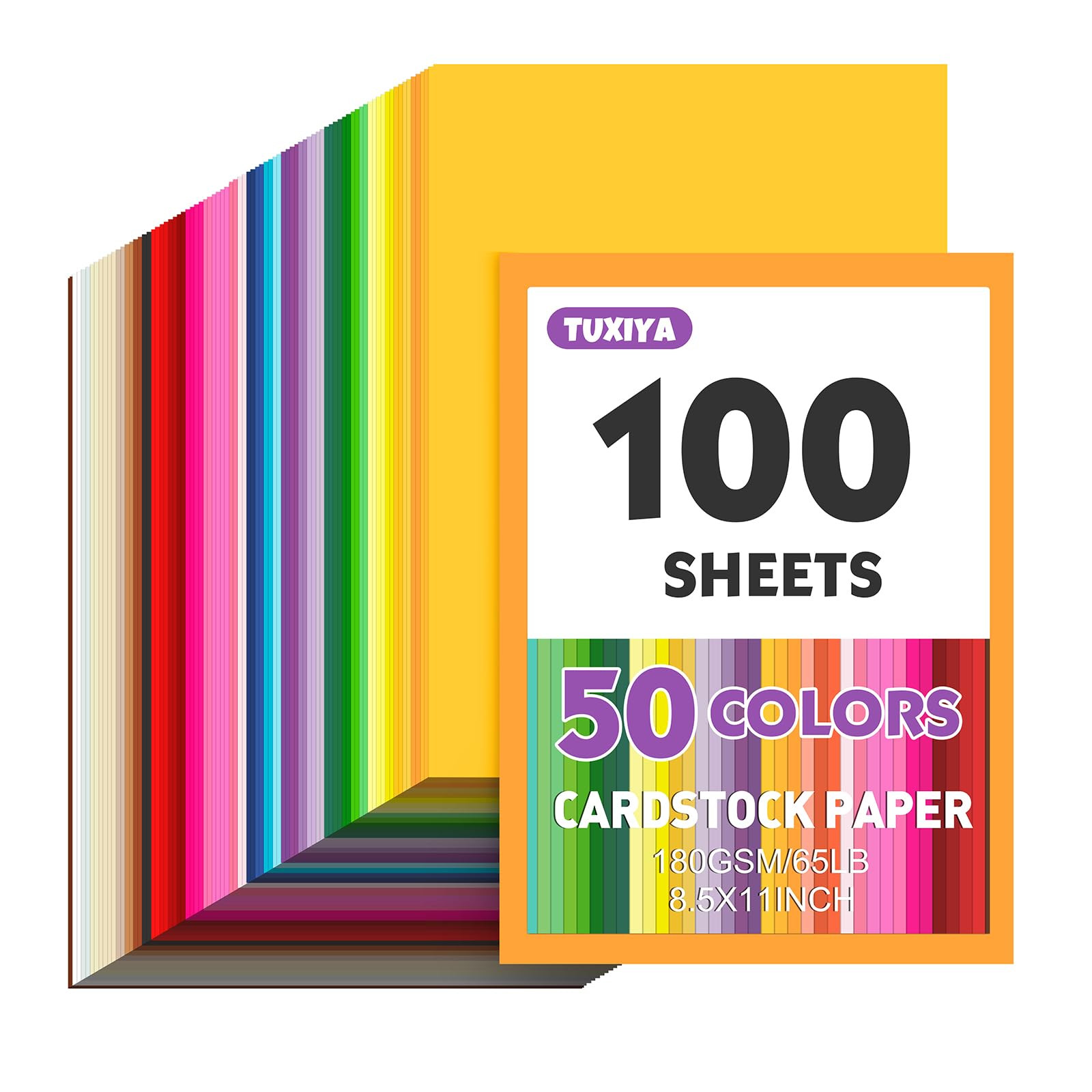 100 Sheets 8.5" X 11" Colored Cardstock, 50 Assorted Colors Construction Paper Card Stock Printer... | Amazon (US)