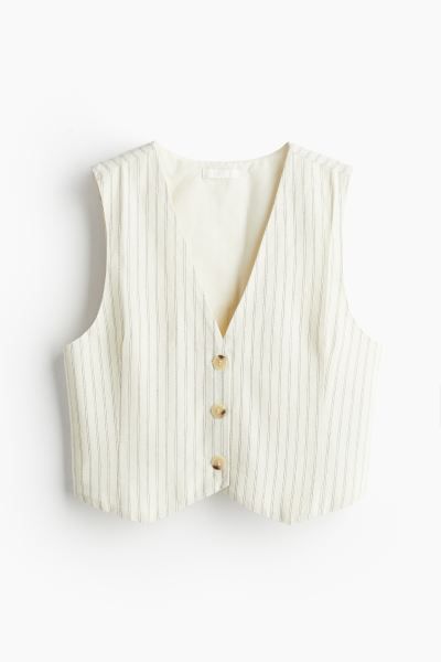 Suit waistcoat - Cream/Pinstriped - Ladies | H&M GB | H&M (UK, MY, IN, SG, PH, TW, HK)