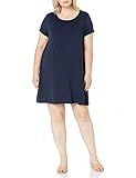 Amazon.com: Amazon Essentials Women's Short-Sleeve Scoop Neck Swing Dress, Navy, Small : Clothing... | Amazon (US)
