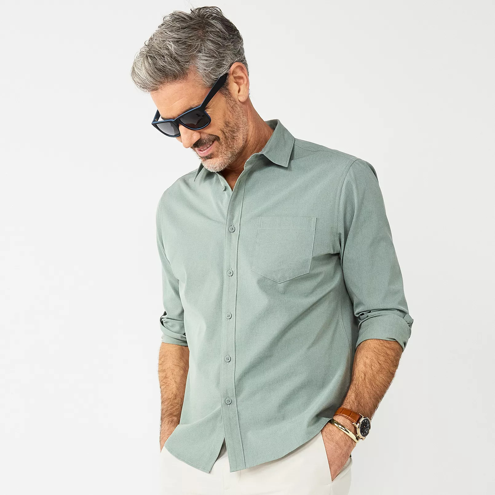 Men's Apt. 9® Slim Untucked-Fit Performance Button-Down Shirt | Kohl's