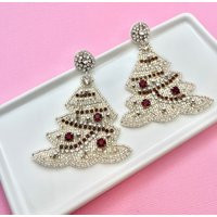 White Christmas Tree Beaded Earrings, Holiday Stocking Stuffer, Elephant, Secret Santa Gift | Etsy (US)