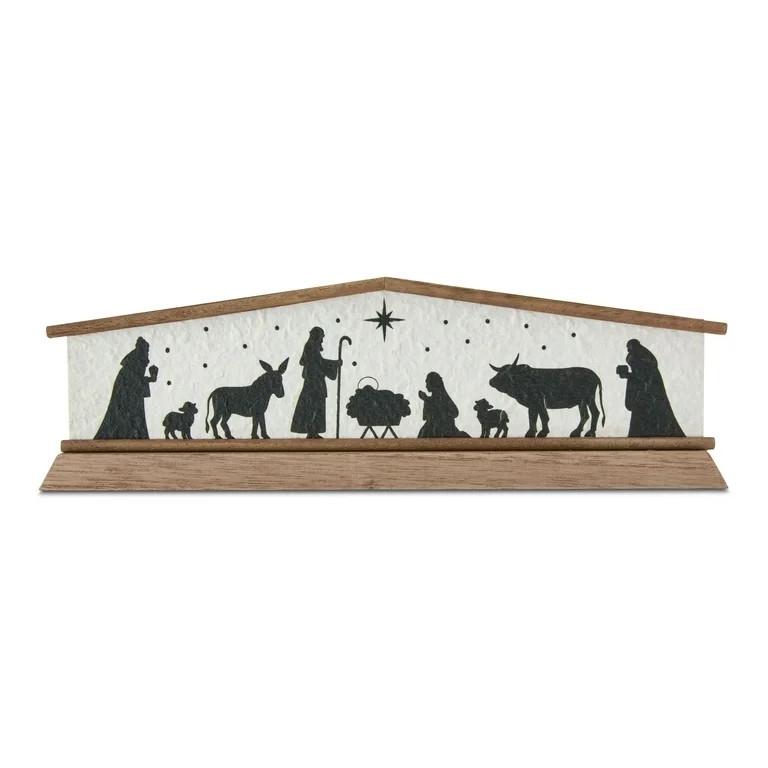 Wood Indoor Nativity Scene Characters Tabletop Decor, Black and White, 4.25" x 13", by Holiday Ti... | Walmart (US)